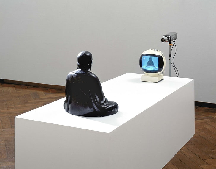 camera, Buddha, indoors, representation, table, human representation, HD wallpaper