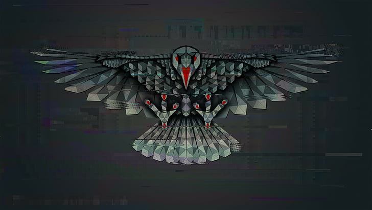 digital art, owl, eagle, abstract, HD wallpaper