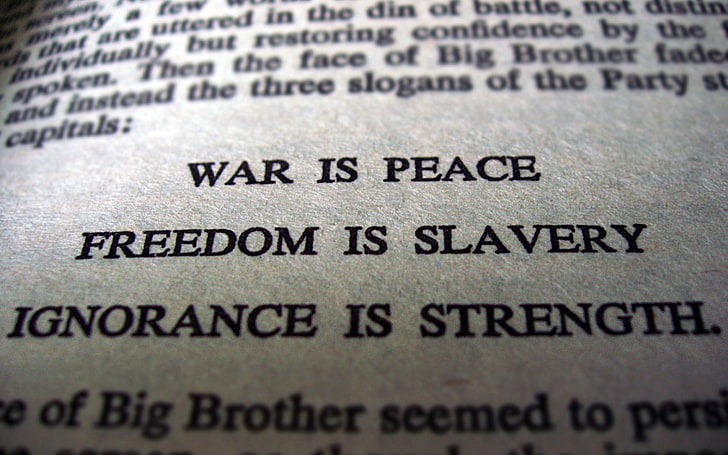 white printer paper, quote, closeup, Book quotes, George Orwell