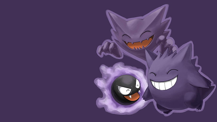 two black character illustration, Pokémon, Haunter, Gengar, Ghastly, HD wallpaper