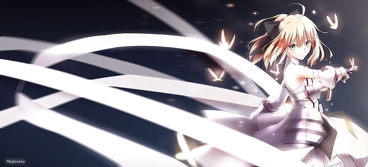 girl wears white sleeveless dress anime character, Fate/Unlimited Codes, HD wallpaper