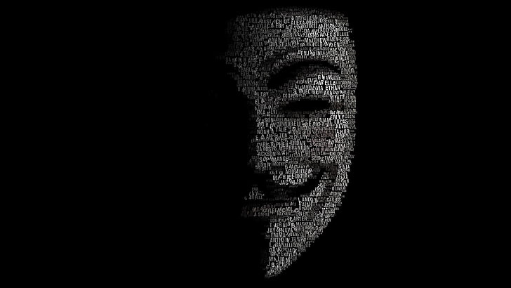 guy fawkes mask, background, attack, words, Anonymous, hacker, HD wallpaper