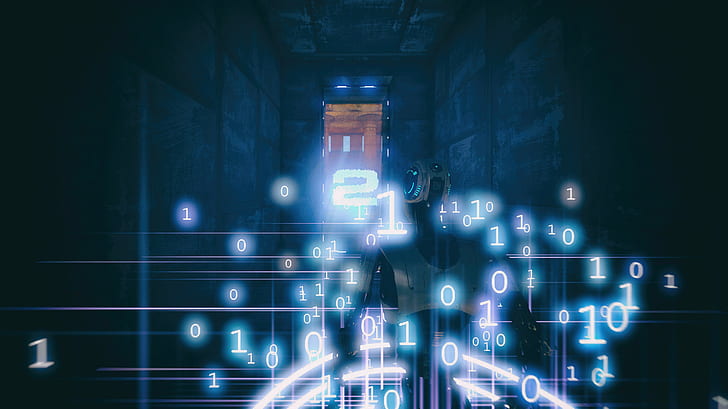 The Talos Principle, screen shot, video games, robot, binary, HD wallpaper