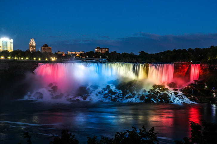 Download Colorful Niagara Falls Canada At Winter Night Wallpaper   Wallpaperscom