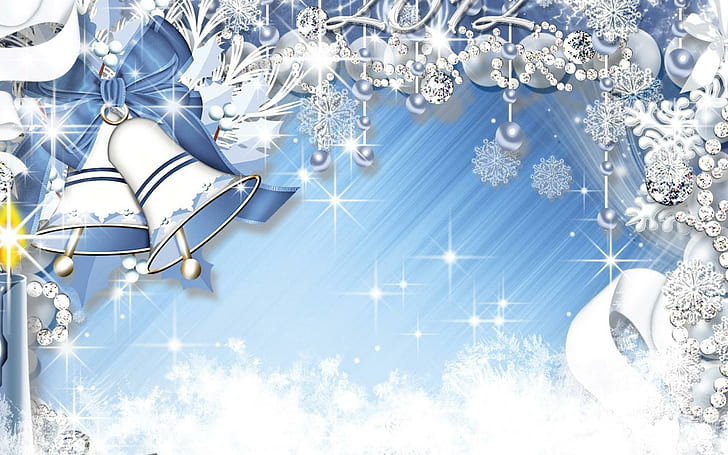 ღ.elegant In Christmas.ღ, white and blue bell clipart, decorations