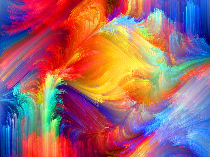 multicolored abstract painting, pattern, rainbow, the volume