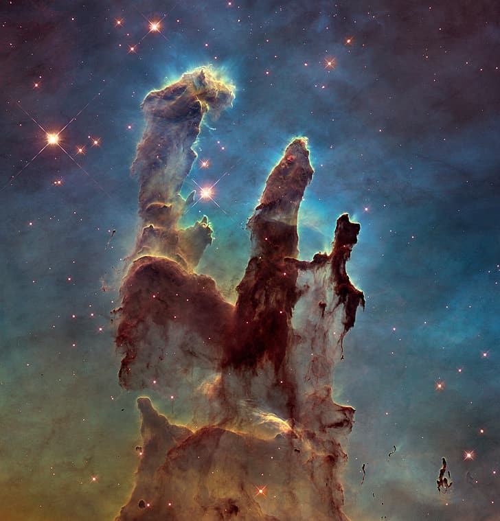 space, nebula, galaxy, stars, universe, Hubble Deep Field, Pillars of Creation