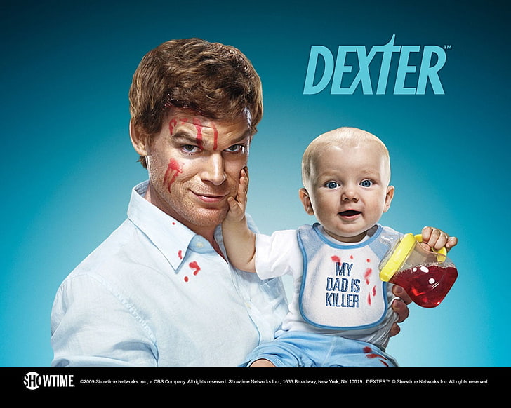 Dexter movie poster, Michael C. Hall, Dexter Morgan, baby, cyan, HD wallpaper