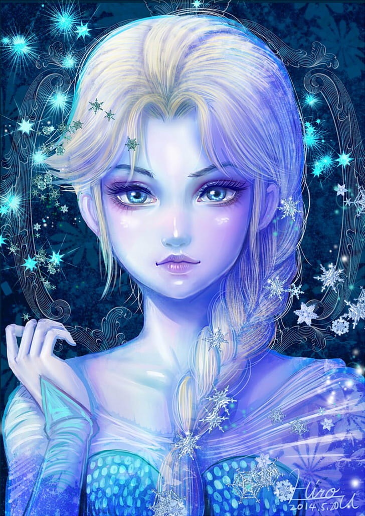 HD wallpaper: blue, cartoon, disney, elsa, eyes, frozen, hair, long,  snowflake | Wallpaper Flare