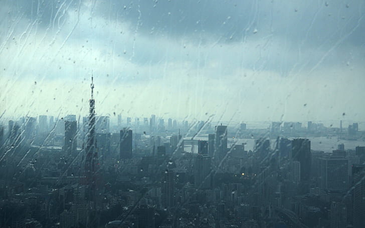 Rainy City View, water, HD wallpaper