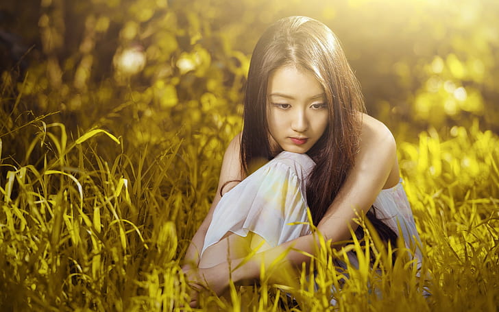 HD wallpaper: Asian, Girl, Grass, Bokeh, Model, Sunlight, Photography |  Wallpaper Flare