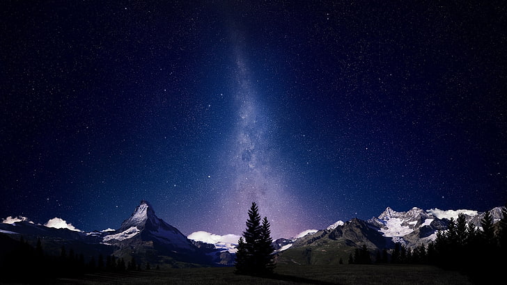 Milky Way, night sky, nature, star - space, mountain, scenics - nature, HD wallpaper