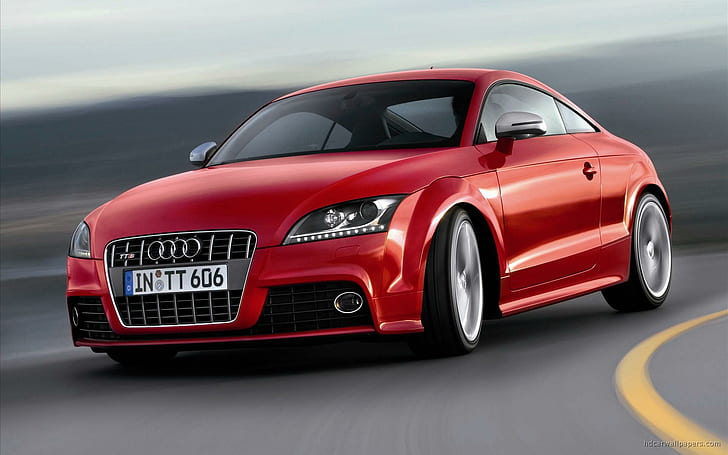 Audi TTS Coupe, red audi tt, cars, HD wallpaper