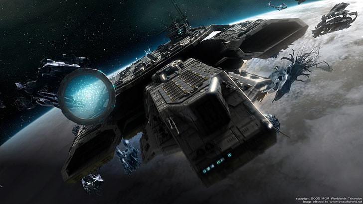 space ship illustration, Stargate, Daedalus-class, space battle