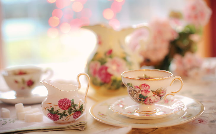 Tea Cup, Food and Drink, Spring, Vintage, Classic, Cute, teapot, HD wallpaper