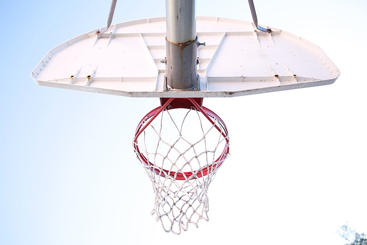 red and white basketball hoop, net, sport, basketball - Sport, HD wallpaper