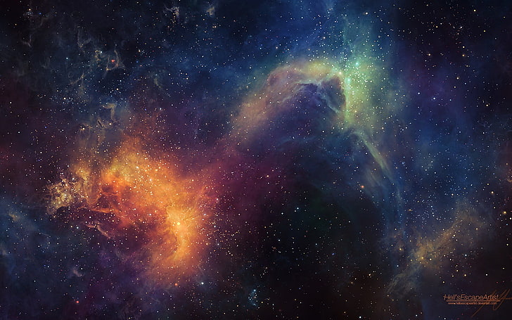 Galaxy illustration, abstract, space, nebula, space art, TylerCreatesWorlds, HD wallpaper