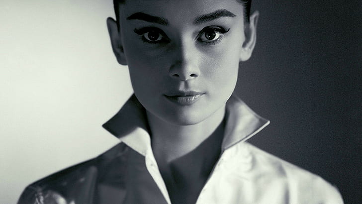 Audrey Hepburn, Monochrome, Women, HD wallpaper
