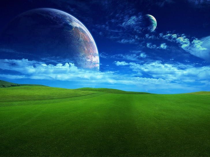 planet, Windows XP, digital art, sky, HD wallpaper