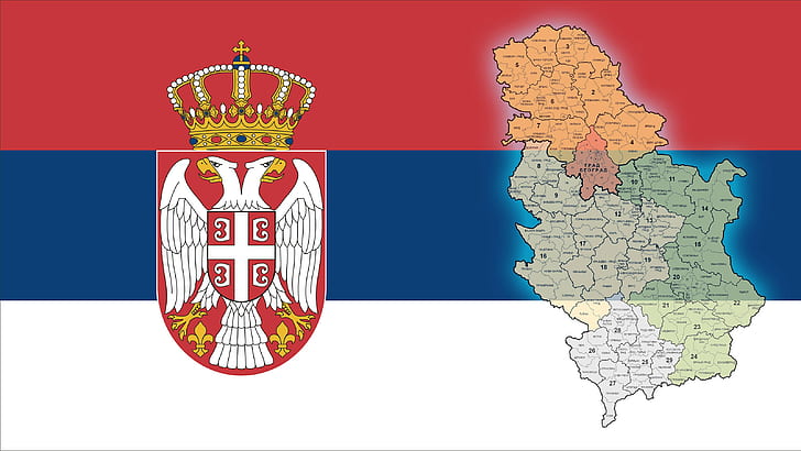 Serbia, flag, map, HD wallpaper