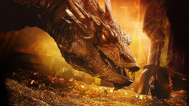dragon illustration, The Hobbit: The Desolation of Smaug, Bilbo Baggins, HD wallpaper