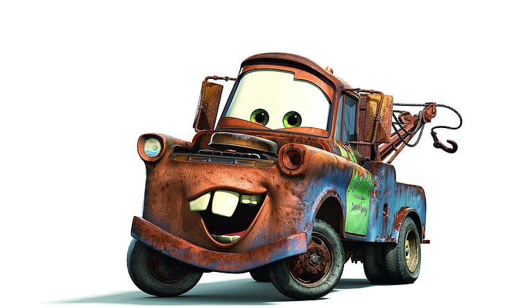 Tow Mater Cars Movie, The Cars Mater, Cartoons, metal, white background