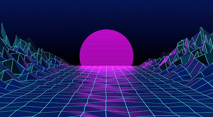 The sun, Mountains, The moon, Neon, Graphics, Electronic, Synthpop