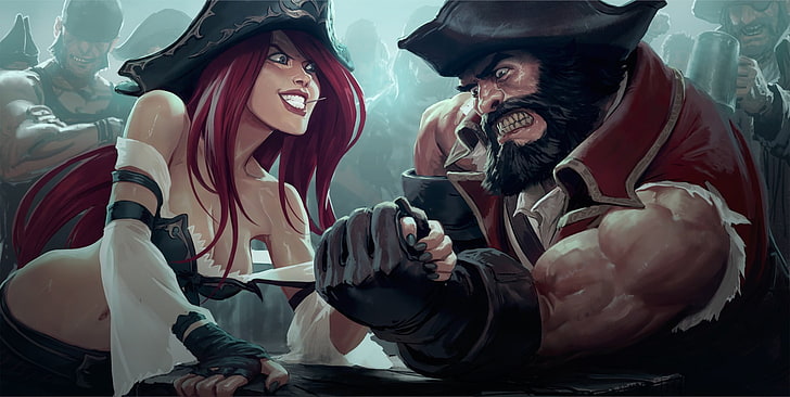 male and female pirates digital wallpaper, League of Legends