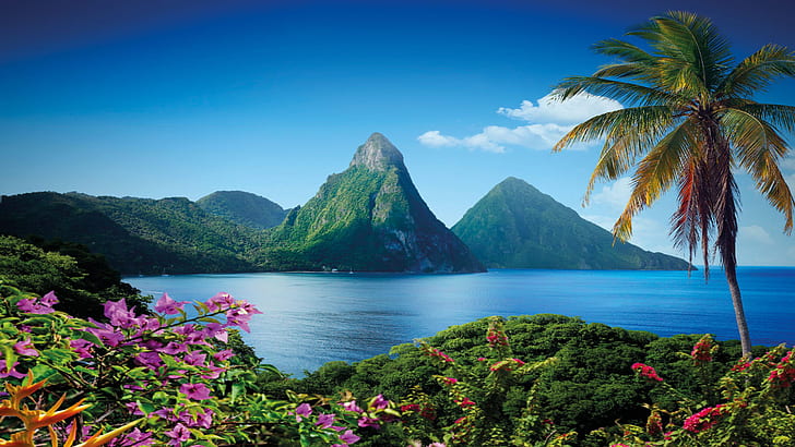 Gros Piton Mountain In Saint Lucia Caribbean Island Wallpaper Hd 2560×1440