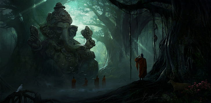 Image of Lord Ganesha Black Background Photo-JQ462685-Picxy