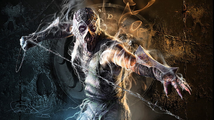 ghost wallpaper, Mortal Kombat, video games, digital art, warrior, HD wallpaper