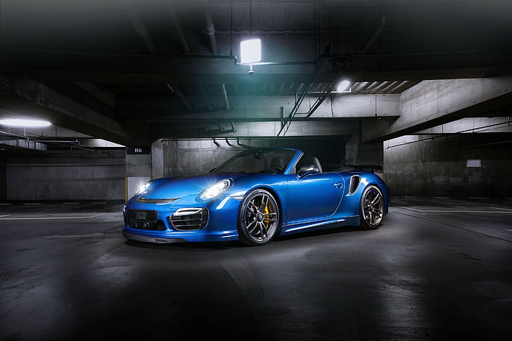 TechArt, Porsche, 911, Turbo, blue convertible coupe, Cabriolet, HD wallpaper