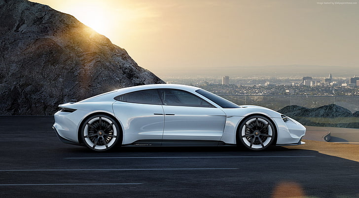 white, supercar, Porsche Taycan, 800v, Electric Cars, motor vehicle