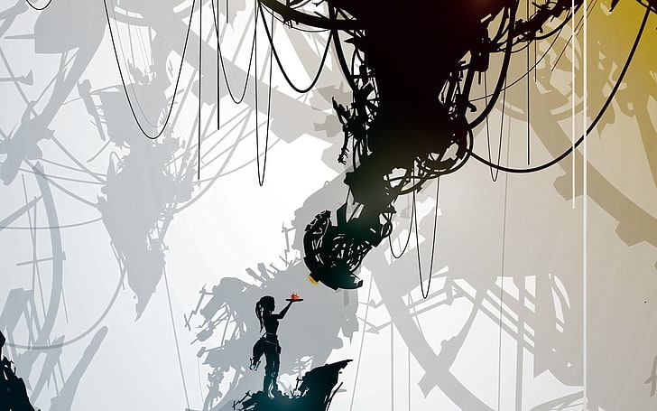 silhouette of woman illustration, GLaDOS, Portal (game), Portal Gun, HD wallpaper