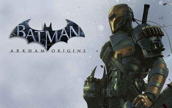 Batman Arkham Origins digital wallpaper, sword, mask, logo, armor, HD wallpaper