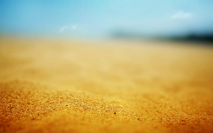 brown sand, selective photography of brown sand, beach, macro, HD wallpaper