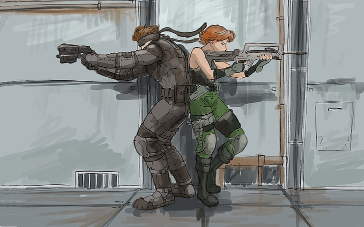two game application characters digital wallpaper, Metal Gear Solid