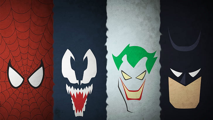 Spider-man Venom Joker Batman HD, cartoon/comic, HD wallpaper