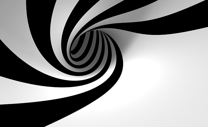 Hypnotic Whirlpool, black and white spiral wallpaper, Aero, abstract, HD wallpaper