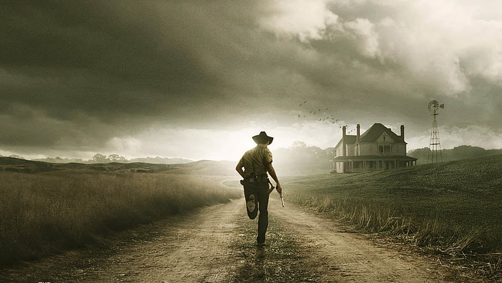 men's black cowboy hat, TV Show, The Walking Dead, Andrew Lincoln, HD wallpaper