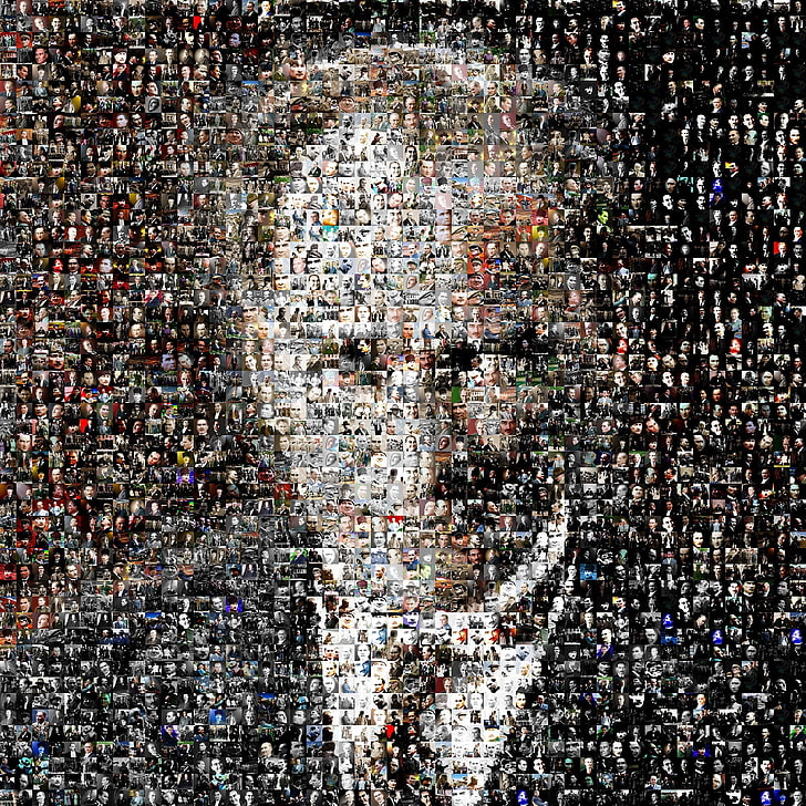 man collage photo, mosaic, Mustafa Kemal Atatürk, crowd, full frame