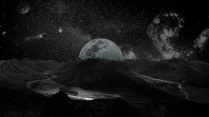 HD wallpaper: dark, black, Moon, stars | Wallpaper Flare
