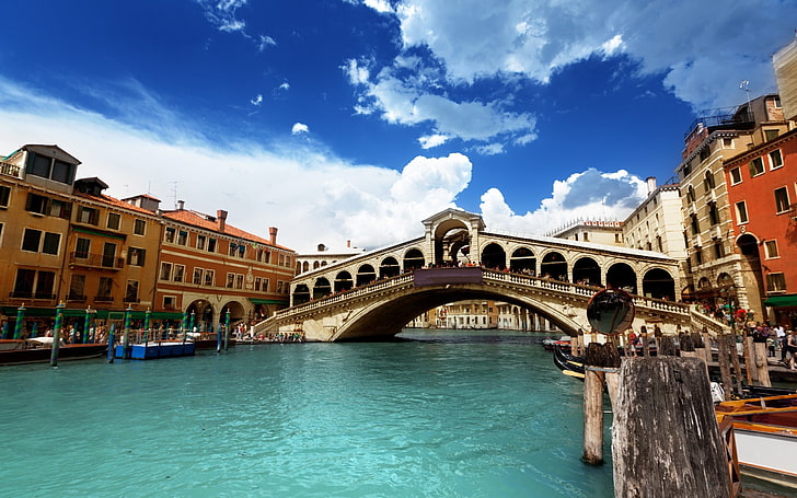 Grand Canal, Venice, Italy, river, building, venice - Italy, gondola, HD wallpaper