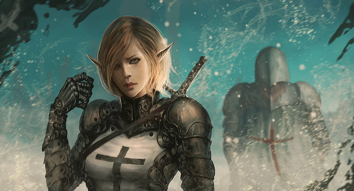 Hd Wallpaper Fantasy Women Warrior Armor Blonde Elf