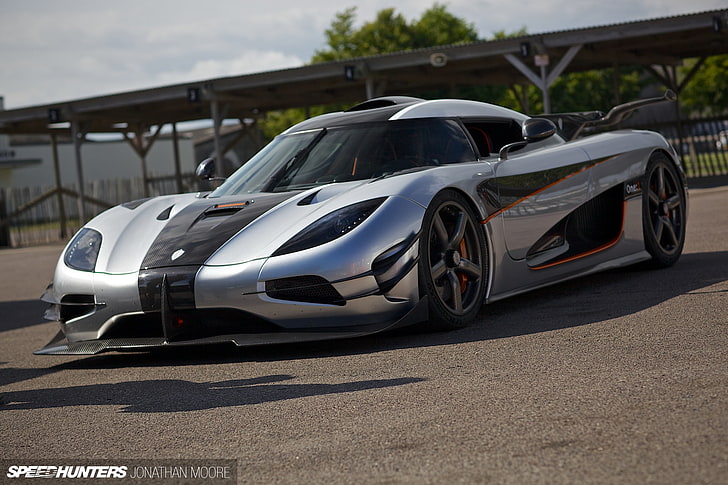silver coupe under blue and white cloudy sky, car, Koenigsegg