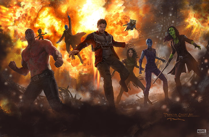 Guardians of the Galaxy illustration, Andy Park, Guardians of the Galaxy Vol. 2, HD wallpaper