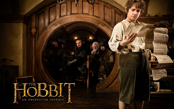 The Hobbit An Unexpected Journey wallpaper, the door, actor, scroll, HD wallpaper