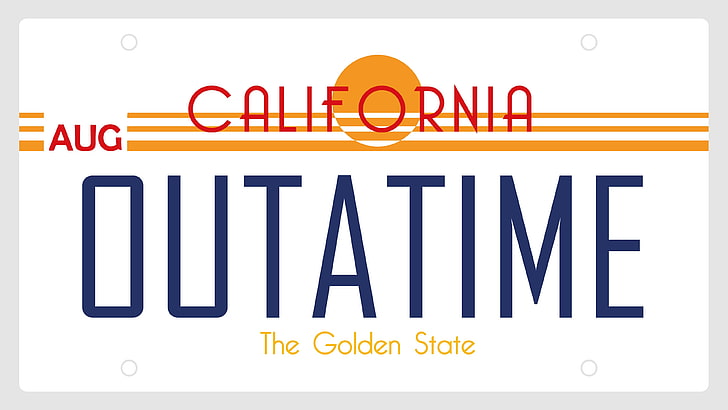 California Outa Time logo, Back to the Future, movies, Michael J. Fox
