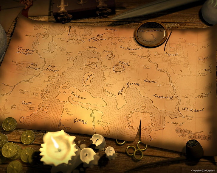brown and black map illustration, Runescape, indoors, no people, HD wallpaper