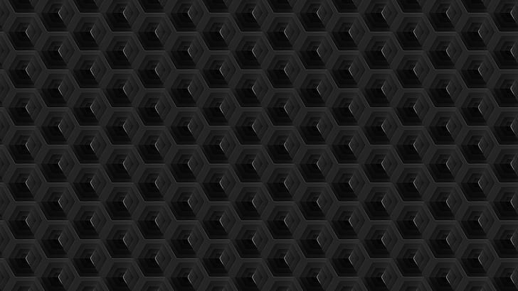 dark, black, cube, square, tile, simple, HD wallpaper